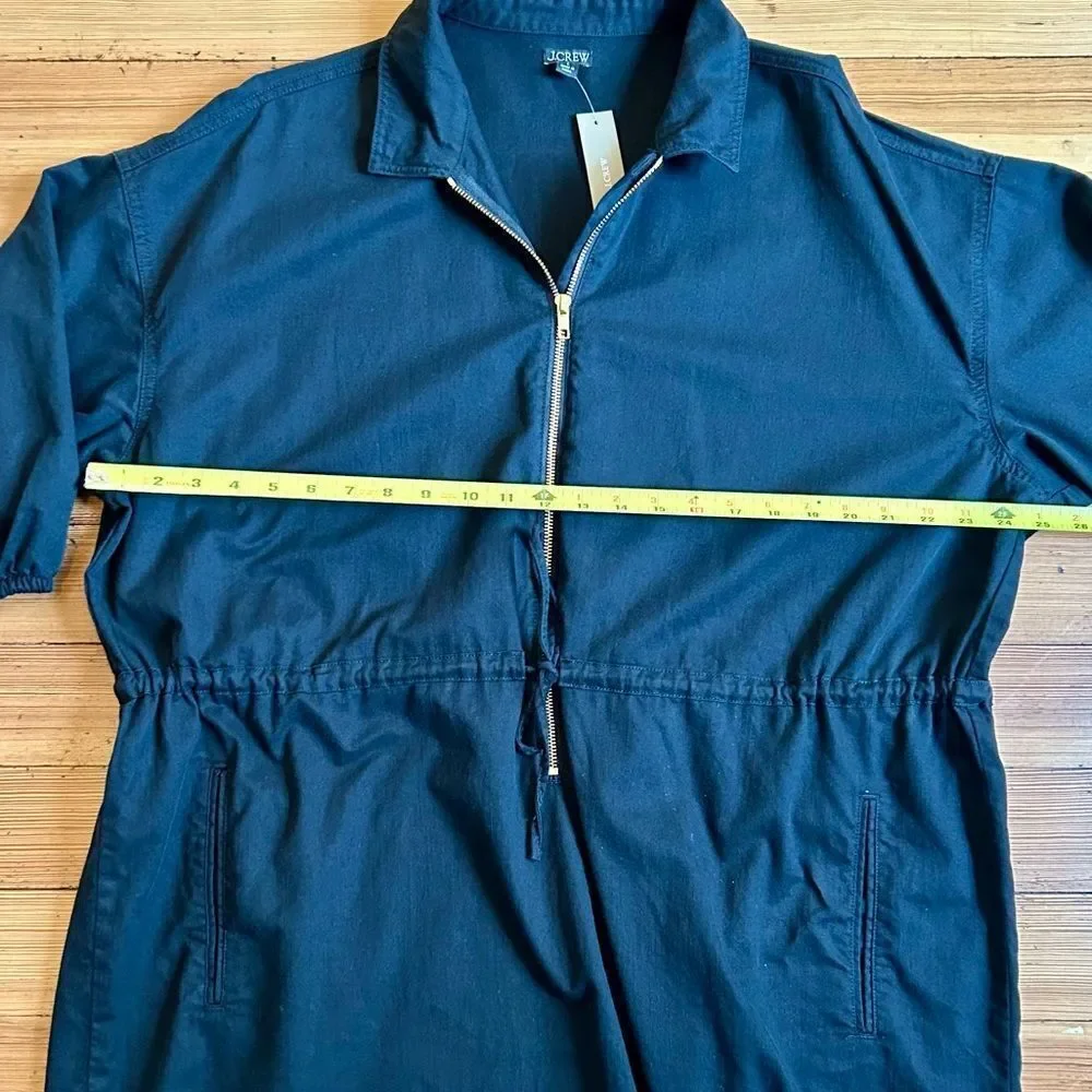 J. Crew cinched zip-up dress in drapey cotton. Size L. NWT.